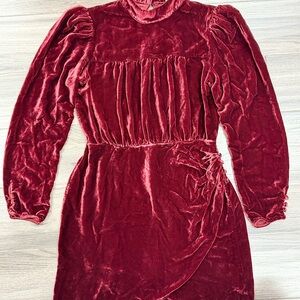 Reformation Evora Red Chianti Velvet Mini Dress - Size 6